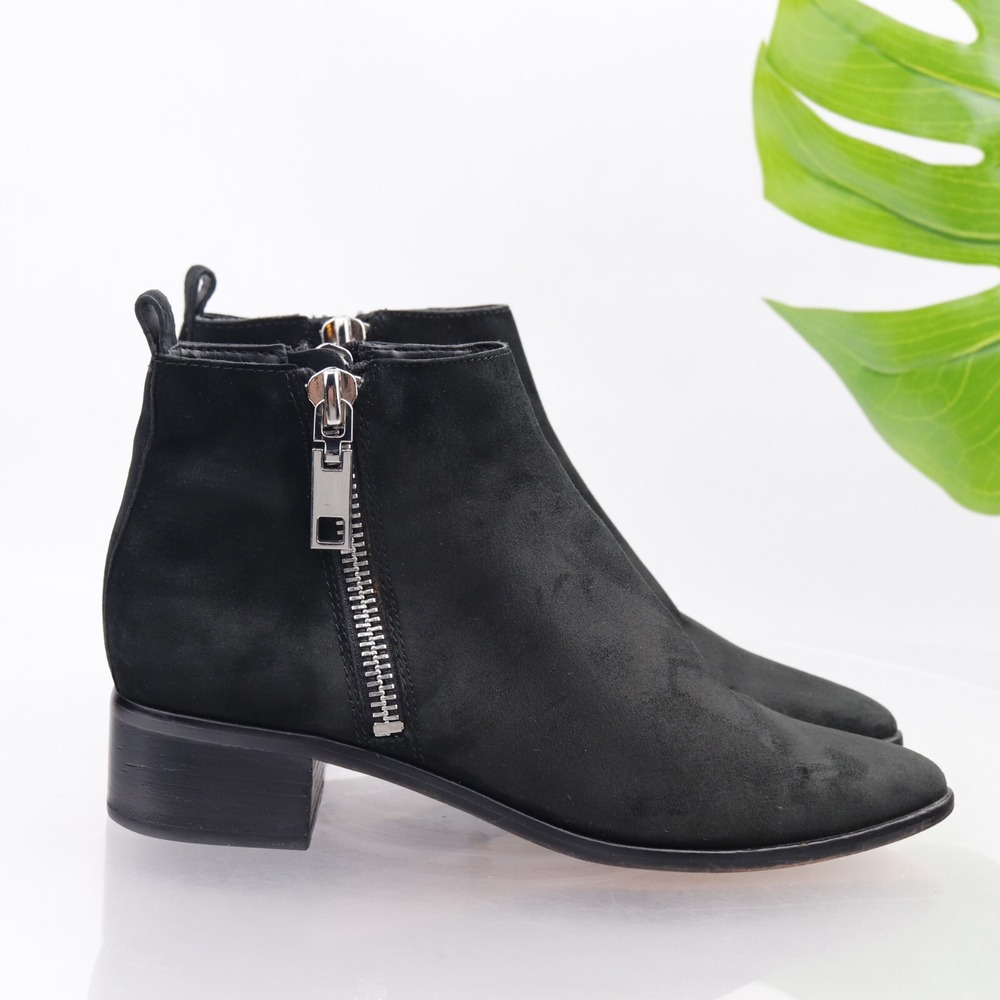 Dolce Vita Womens Marra Boots Size 8 Black Suede Ankle Booties Pointed Side Zip